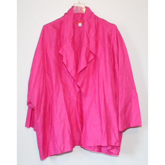 SHAMASK 100% Linen Jacket & Skirt Set Pink Size 2 3 Oversized Lagonlook Coastal - Picture 10 of 16